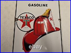 Vintage 1948 Original Texaco Fire Chief Gasoline Gas Pump Plate Porcelain Sign Vintage 1948 Original Texaco Fire Chief Gasoline Gas Pump Plate Porcelain Sign