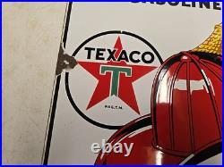 Vintage 1948 Original Texaco Fire Chief Gasoline Gas Pump Plate Porcelain Sign Vintage 1948 Original Texaco Fire Chief Gasoline Gas Pump Plate Porcelain Sign