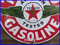 Vintage 1949 Texaco Aviation Gasoline Porcelain Gas Station Pump Sign 12
