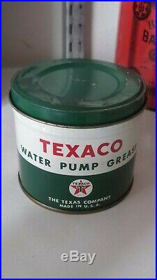 Vintage 1950s TEXACO 1 LB Water Pump Grease Can Gas & Oil NOSFULL