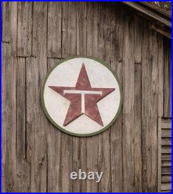 Vintage 1950s Texaco Folk Art Gas Station Sign Wood Hand Painted Man Cave Decor