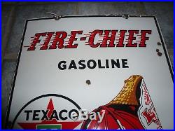 Vintage 1951 Texaco Fire Chief Gasoline Gas Pump Plate 18 Porcelain Metal Sign