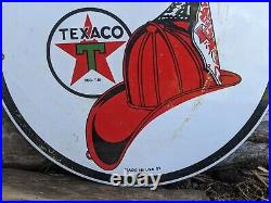 Vintage 1951 Texaco Fire-chief Gasoline Porcelain Gas Station Pump Sign 12