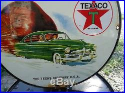 Vintage 1951 The Texaco Company Porcelain Enamel Gas Pump Sign Texas Co Petro