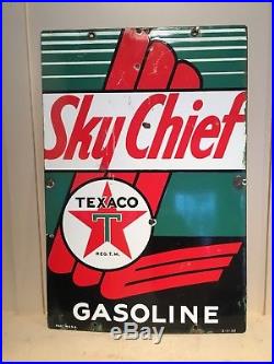 Vintage 1952 Porcelain Texaco Sky Chief Gas Pump Fuel Advertising Sign