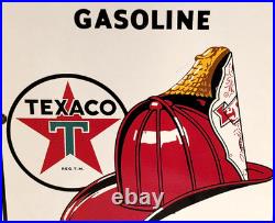 Vintage 1953 TEXACO FIRE-CHIEF GASOLINE Gas Pump Sign - Porcelain - 3-3-53