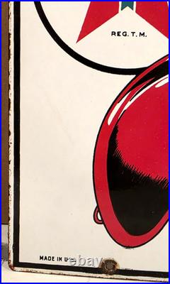 Vintage 1953 TEXACO FIRE-CHIEF GASOLINE Gas Pump Sign - Porcelain - 3-3-53