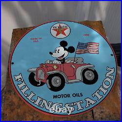 Vintage 1953 Texaco Motor Oils Filling Station Porcelain Gas & Oil Pump Sign