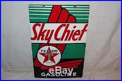 Vintage 1953 Texaco Sky Chief Gasoline Gas Pump 18 Porcelain Metal SignNice