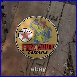 Vintage 1954 Texaco Fire-Chief Gasoline Fuel Pump Porcelain Gas & Oil Sign