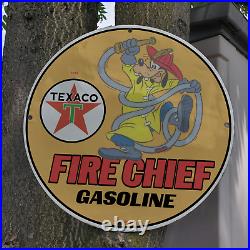 Vintage 1954 Texaco Fire-Chief Gasoline Fuel Pump Porcelain Gas & Oil Sign