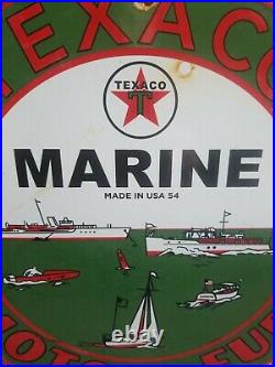 Vintage 1954 Texaco Marine Motor Fuel Porcelain Gas Oil Sign! Pump Gas Station