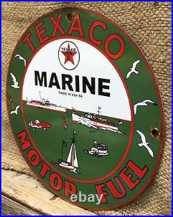 Vintage 1954 Texaco Marine Motor Fuel Porcelain Gas Oil Sign! Pump Gas Station