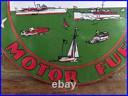 Vintage 1954 Texaco Marine Motor Fuel Porcelain Gas Station Pump Sign 12