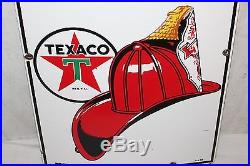 Vintage 1955 Texaco Fire Chief Gasoline Gas Pump Plate 18 Porcelain Metal Sign