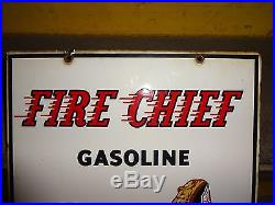 Vintage 1955 Texaco Fire-Chief Gasoline Oil-Gas Pump Plate 18 Porcelain Sign