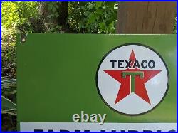 Vintage 1956 Texaco Farm Lubricants Oil Porcelain Gas Station Sign 12 X 17