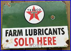 Vintage 1956 Texaco Farm Lubricants Porcelain Sign Tractor Gas Pump Agriculture