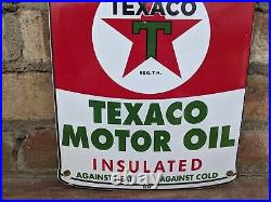 Vintage 1956 Texaco Motor Oil Can Porcelain Gas Station Pump Sign 11 X 8 Vintage 1956 Texaco Motor Oil Can Porcelain Gas Station Pump Sign 11 X 8