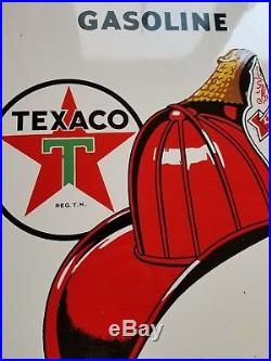 Vintage 1958 Texaco Fire Chief Gasoline Gas Pump Plate 18 Porcelain Metal Sign