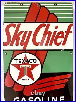 Vintage 1958 Texaco Sky Chief Super Charged Petrox Porcelain Gas Pump Sign