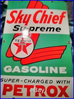 Vintage 1959 Porcelain Texaco Sky Chief Gas Pump Signs Antique Old