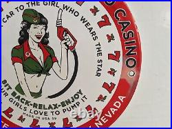 Vintage 1959 Texaco Casino Motor Oil Porcelain Metal Gas Pump Sign Gasoline
