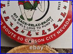 Vintage 1959 Texaco Casino Motor Oil Porcelain Metal Gas Pump Sign Gasoline