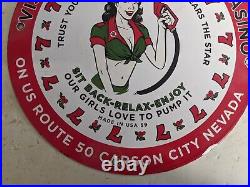 Vintage 1959 Texaco Gasoline Casino Porcelain Gas Station Pump Sign