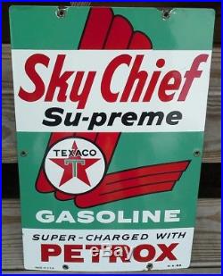 Vintage 1959 Texaco Sky Chief S Gasoline Gas Pump Plate 18 Porcelain Metal Sign