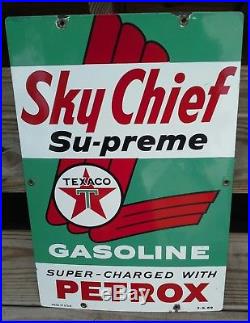 Vintage 1959 Texaco Sky Chief S Gasoline Gas Pump Plate 18 Porcelain Metal Sign