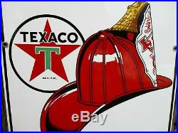Vintage 1960 Texaco Fire Chief Gasoline Gas Pump Plate 18 Porcelain Metal Sign