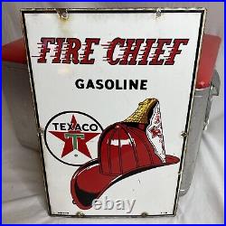 Vintage 1960 Texaco Fire Chief Porcelain Pump Sign