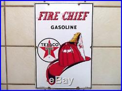 Vintage 1960s Texaco Fire Chief Porcelain Gas Pump Sign Gas Station Gasoline