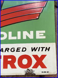Vintage 1961 Sky Chief Texaco Petrox Gas Pump Porcelain Sign ORIGINAL NOT Popped