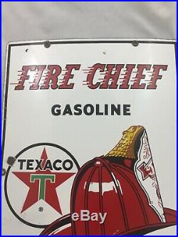 Vintage 1961 Texaco Fire Chief Gasoline Gas Pump Plate 18 Porcelain Metal Sign