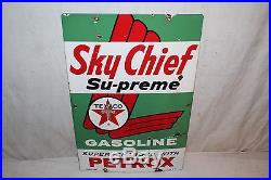 Vintage 1961 Texaco Sky Chief Gasoline Gas Pump Plate 18 Porcelain Metal Sign