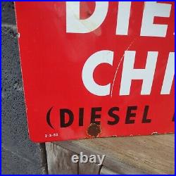 Vintage 1962 Dated Diesel Texaco Diesel Porcelain Gas Station Pump Plate Sign