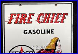 Vintage 1962 Porcelain Texaco Fire Chief Gasoline Pump Sign 12 x 18