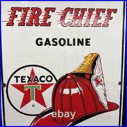 Vintage 1962 Porcelain Texaco Fire Chief Gasoline Pump Sign 12 x 18