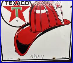 Vintage 1962 Porcelain Texaco Fire Chief Gasoline Pump Sign 12 x 18