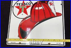 Vintage 1962 Porcelain Texaco Fire Chief Gasoline Pump Sign 12 x 18