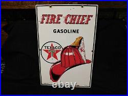 Vintage 1962 Texaco Fire Chief Gas Pump Porcelain Enamel 18 Sign DATED 3-6-62