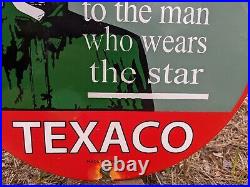 Vintage 1962 Texaco Star Service Gasoline Oil Porcelain Metal Gas Pump Sign