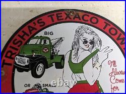 Vintage 1962 Trisha's Texaco Motor Oil Porcelain Metal Gas Pump Sign Gasoline