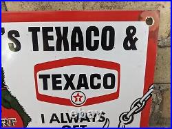 Vintage 1963 Tanya's Texaco Porcelain Gas Station Pump Heavy Sign 12 X 12