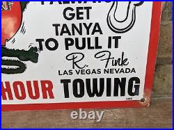 Vintage 1963 Tanya's Texaco Porcelain Gas Station Pump Heavy Sign 12 X 12