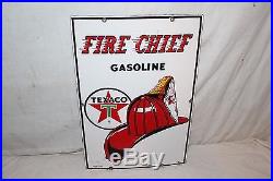 Vintage 1963 Texaco Fire Chief Gasoline Gas Pump Plate 18 Porcelain Metal Sign