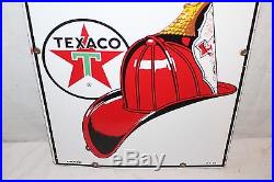 Vintage 1963 Texaco Fire-Chief Gasoline Gas Pump Plate 18 Porcelain Metal Sign