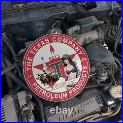 Vintage 1963 Texaco Motor Oil Petroleum Products Porcelain Gas & Oil Pump Sign